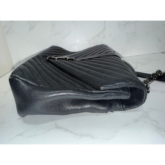 Saint Laurent College Large Matelassé Black Leather Shoulder Bag - Picture 7 of 13